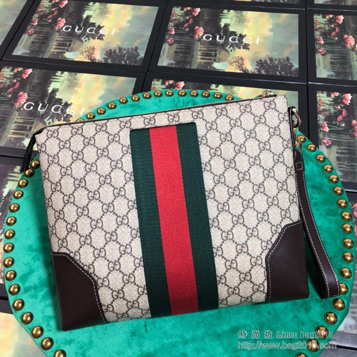 GUCCI古馳 新款 523603 高級人造帆布 百搭各種風格 啡色 男士手包  ydgq3231